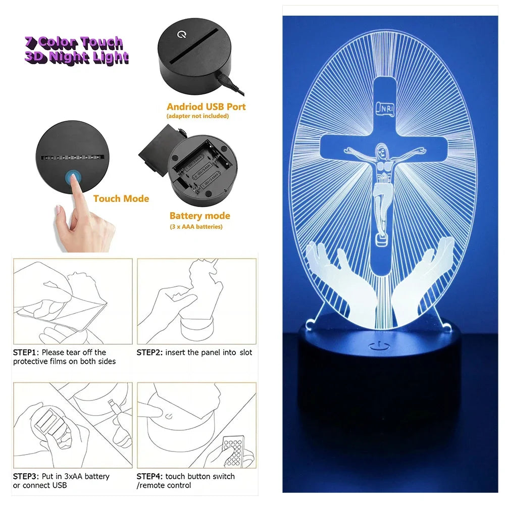 Jesus Cross Xmas Easter LED Night Light